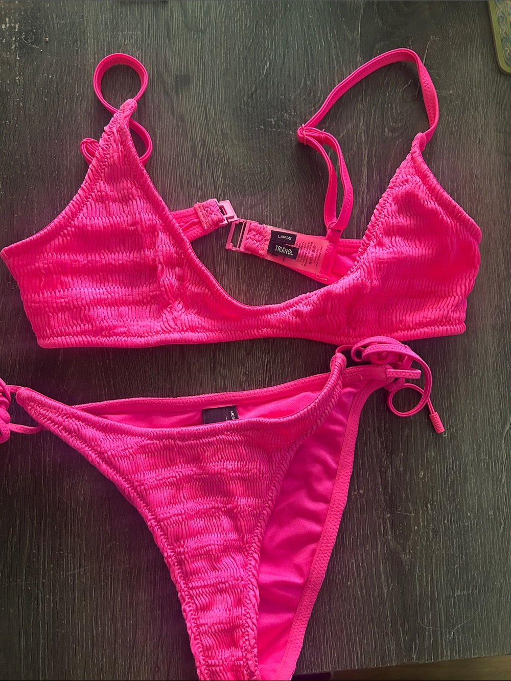 triangl swimwear Hot Pink Smocked Two-Piece Bikini